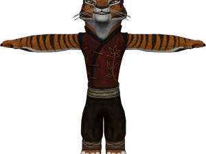 tiger character model, animated feline figure, 3D animal design, cartoon tiger avatar, Master Tigress PNG