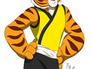 tiger character, animated feline, martial arts outfit, vibrant illustration, Master Tigress PNG