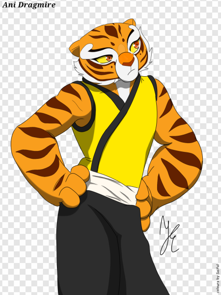 tiger character, animated feline, martial arts outfit, vibrant illustration, Master Tigress PNG