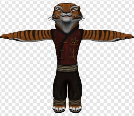 tiger character model, animated feline figure, 3D animal design, cartoon tiger avatar, Master Tigress PNG