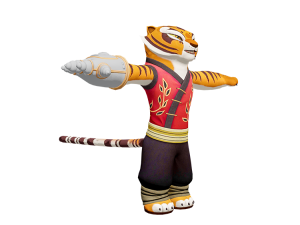 tiger character, animated figure, martial arts costume, playful design, Master Tigress PNG