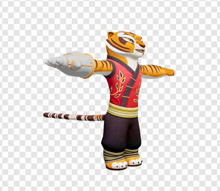 tiger character, animated figure, martial arts costume, playful design, Master Tigress PNG