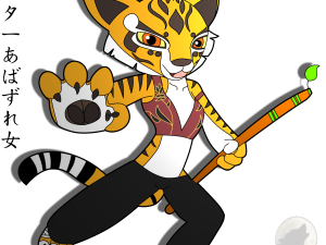 tiger character, animated martial artist, colorful costume, dynamic pose, Master Tigress PNG