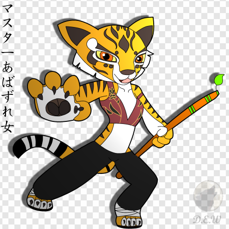 tiger character, animated martial artist, colorful costume, dynamic pose, Master Tigress PNG