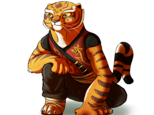 tiger character, anthropomorphic animal, cartoon illustration, playful design, Master Tigress PNG