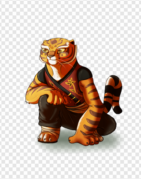 tiger character, anthropomorphic animal, cartoon illustration, playful design, Master Tigress PNG