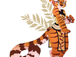 tiger character, anthropomorphic design, vibrant fur patterns, fantasy art, Master Tigress PNG