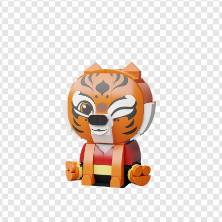 tiger figurine, playful design, colorful toy, animal character, Master Tigress PNG