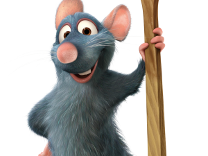 Animated Cooking Rat Character, Culinary Mouse With Wooden Spoon, Gourmet Rodent Chef, Whimsical Kitchen Critter, Ratatouille PNG