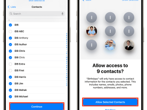 contacts management, permission settings, mobile interface, user privacy options, iOS 18 PNG