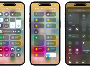 smartphone interface, mobile settings menu, iOS control center, app shortcuts, iOS 18 PNG