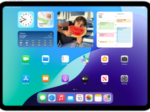 iPad interface, digital widgets, app layout, interactive features, iOS 18 PNG