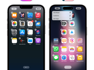 iOS 17, iOS 18, smartphone interface, app icons, software comparison, mobile operating system, user experience, iOS 18 PNG