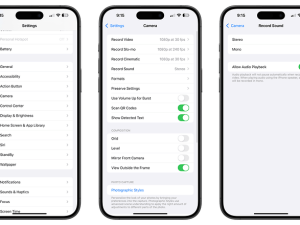 camera settings, iPhone configuration, video recording options, photographic styles, iPhone 16 PNG