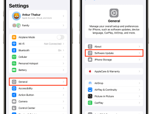 mobile settings, software update, iOS interface, device management, iPhone 16 PNG