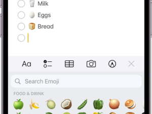 grocery list, food emojis, shopping app, meal planning, iPhone 16 PNG