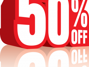 50 percent discount, sale promotion, limited time offer, price reduction, 50% Off PNG