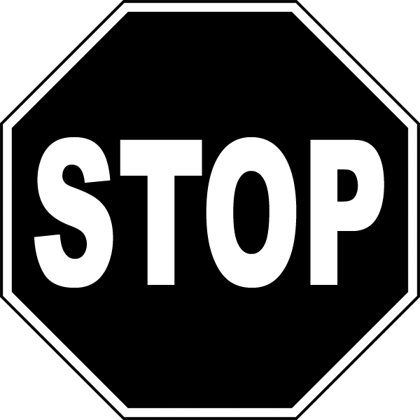 black and white stop signs
