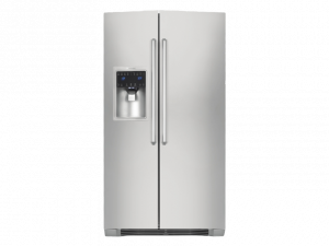 refrigerator, stainless steel fridge, side-by-side fridge, kitchen appliance, Fridge PNG