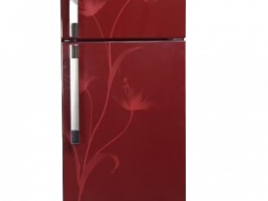 refrigerator, red fridge, floral design fridge, kitchen appliance, Fridge PNG