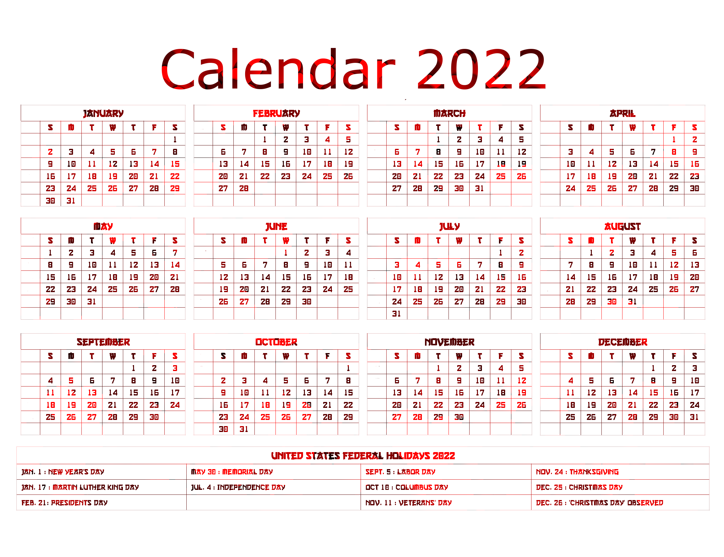 2022 Calendar Clipart New Year - Catholic liturgical calendar 2022