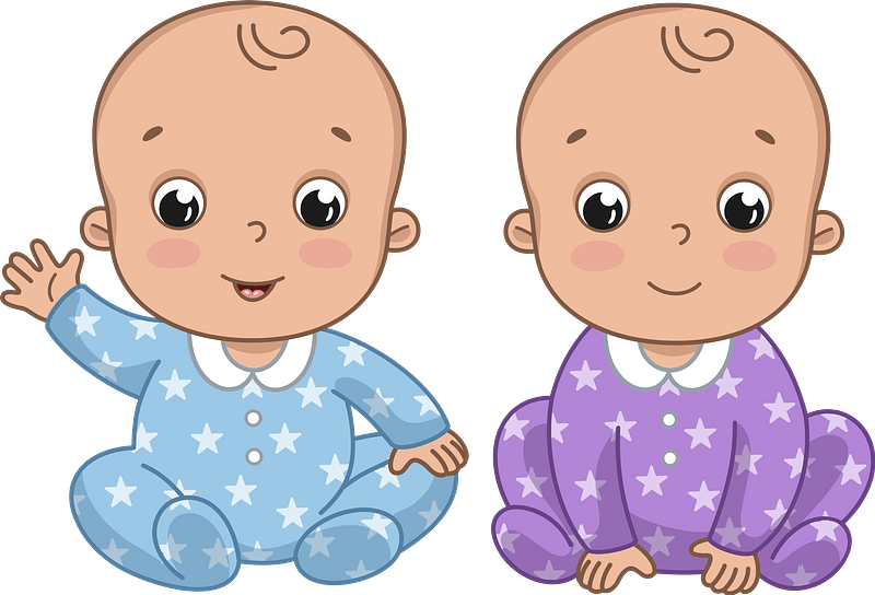 Twin Baby Clipart Png Images Cartoon Vector Free Cute Two Baby Baby ...
